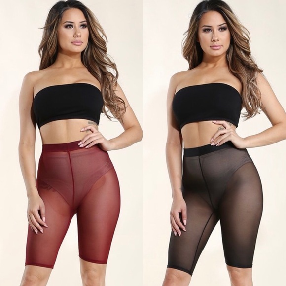 High waist stretch mesh biker shorts Cover up club - Picture 3 of 3